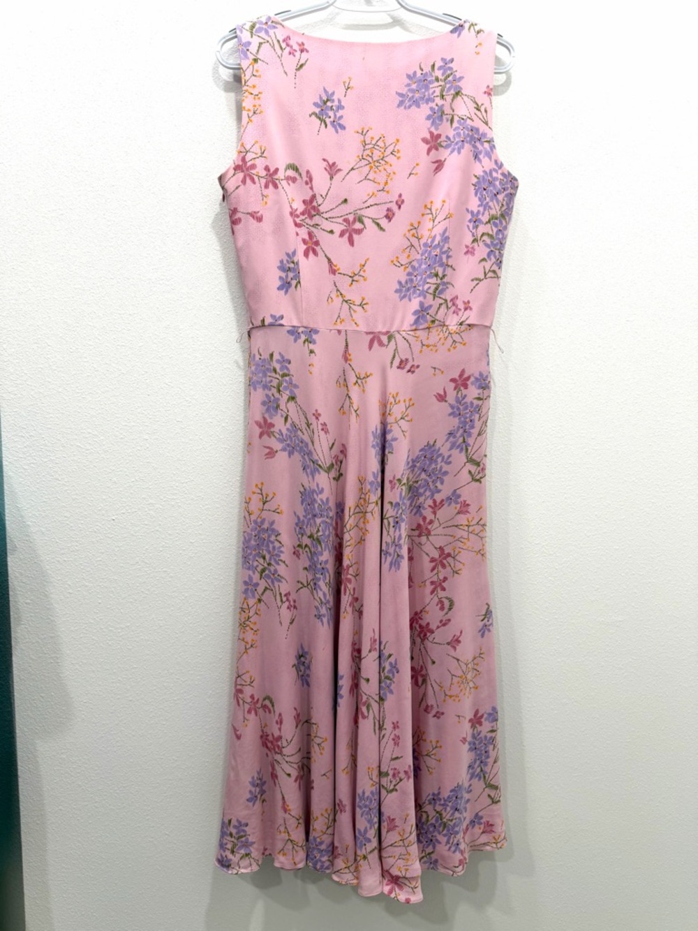 Talbots Pink Floral V-Neck Silk Midi Dress - Picture 11 of 15